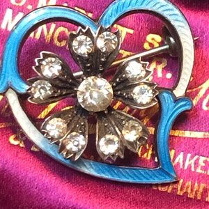 Victorian paste witches heart guilloche brooch